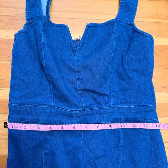 Altar'd State Denim 1970s style Flare Leg Jumpsuit Size Small - Picture 3 of 10